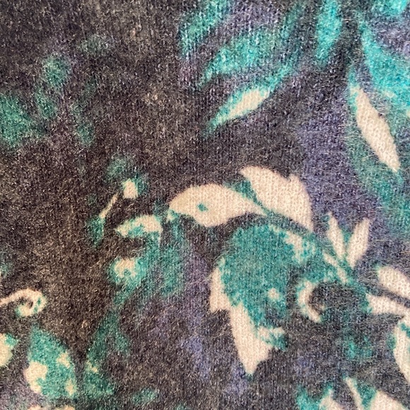 Ella Sweaters - Relisted ELLA abstract painterly floral print pullover sweater deep teal XLP